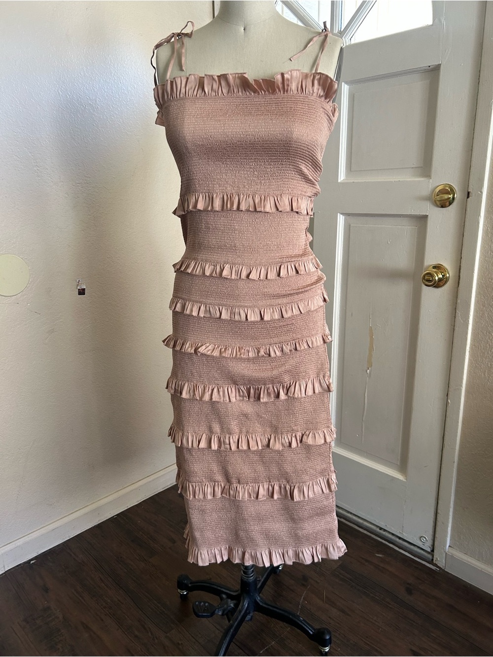 V. Chapman from Anthropologie Dusty Rose Ruffle Midi Dress